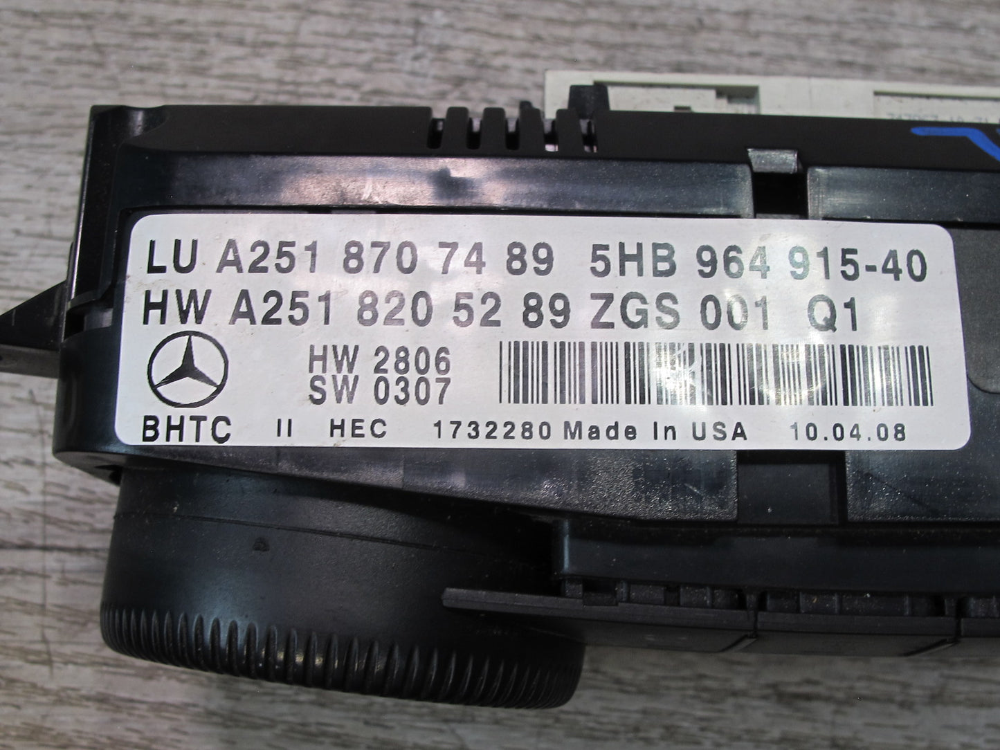 06-11 Mercedes W251 W164 R-class ML63 AMG Front Climate Control Switch Panel OEM