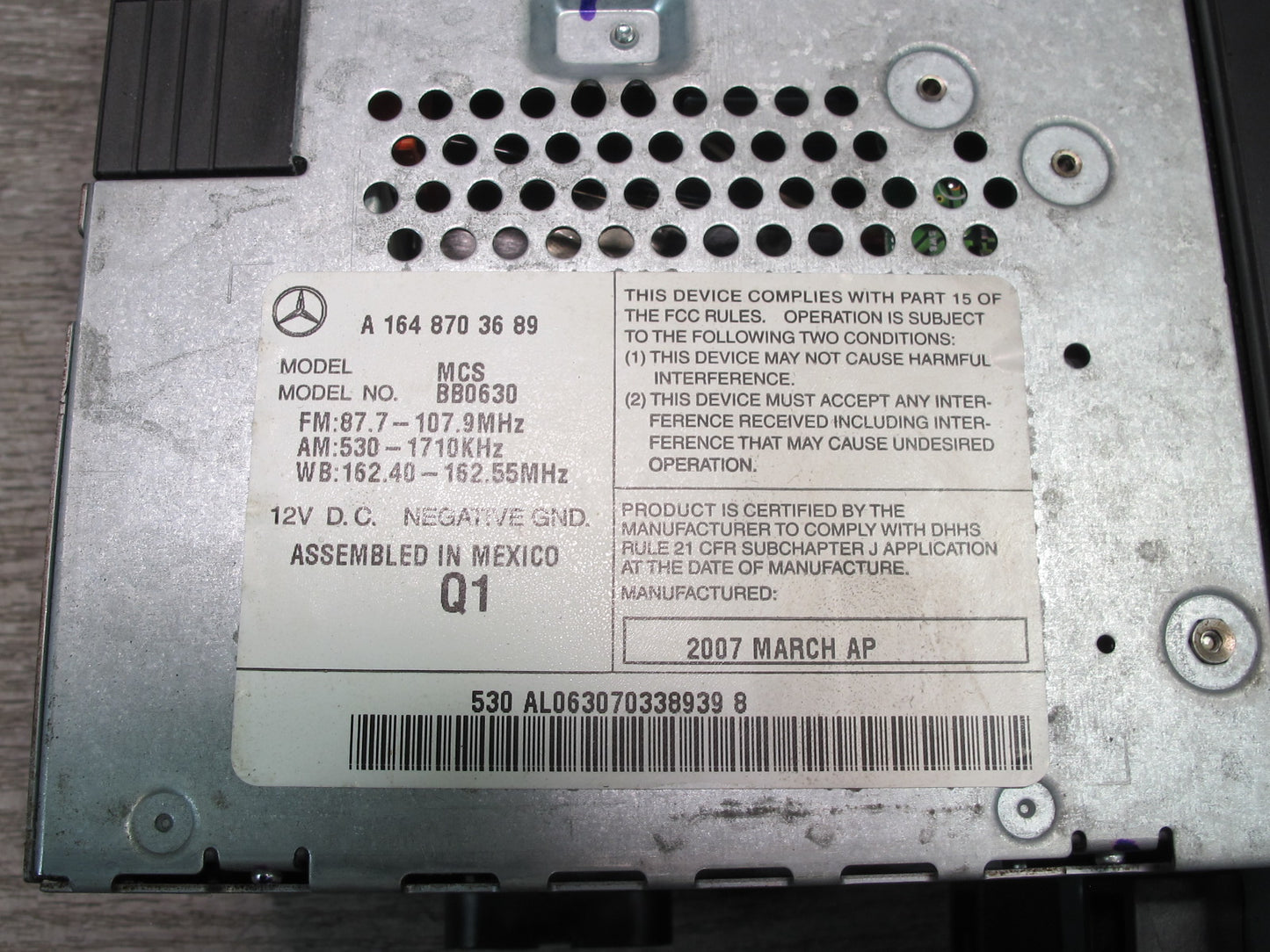 06-08 Mercedes X164 W164 GL ML Navi CD Player Receiver Head Unit 1648703689 OEM