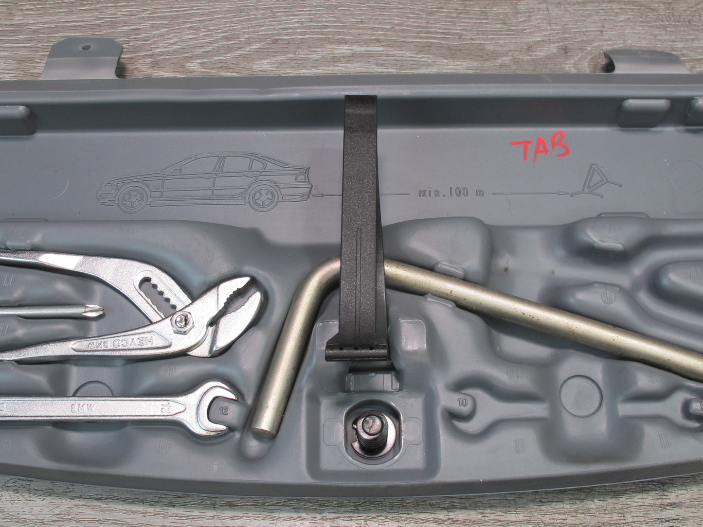01-06 BMW E46 Convertible Spare Tire Lift Jack Wrench Tool KIT Case OEM