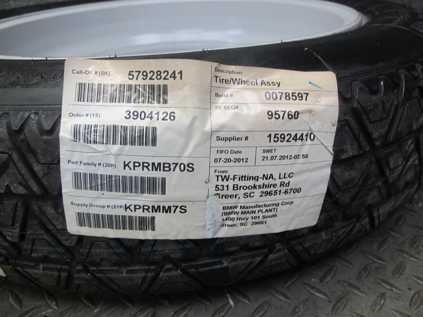 2010-2013 BMW E70 E71 X5M X6M Emergency 19" R19 Spare Tire Wheel Rim 19x5B ET4