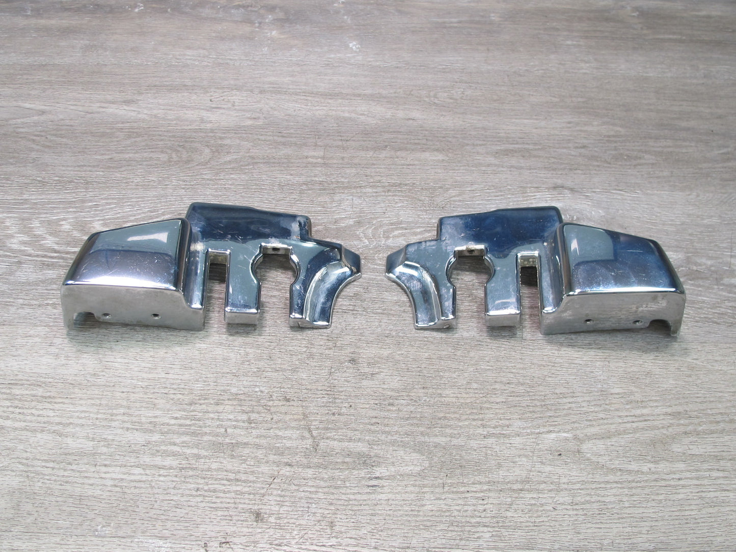 73-89 Mercedes R107 Convertible B Pillar TOP Hinge Latch Chrome Cover Set OEM