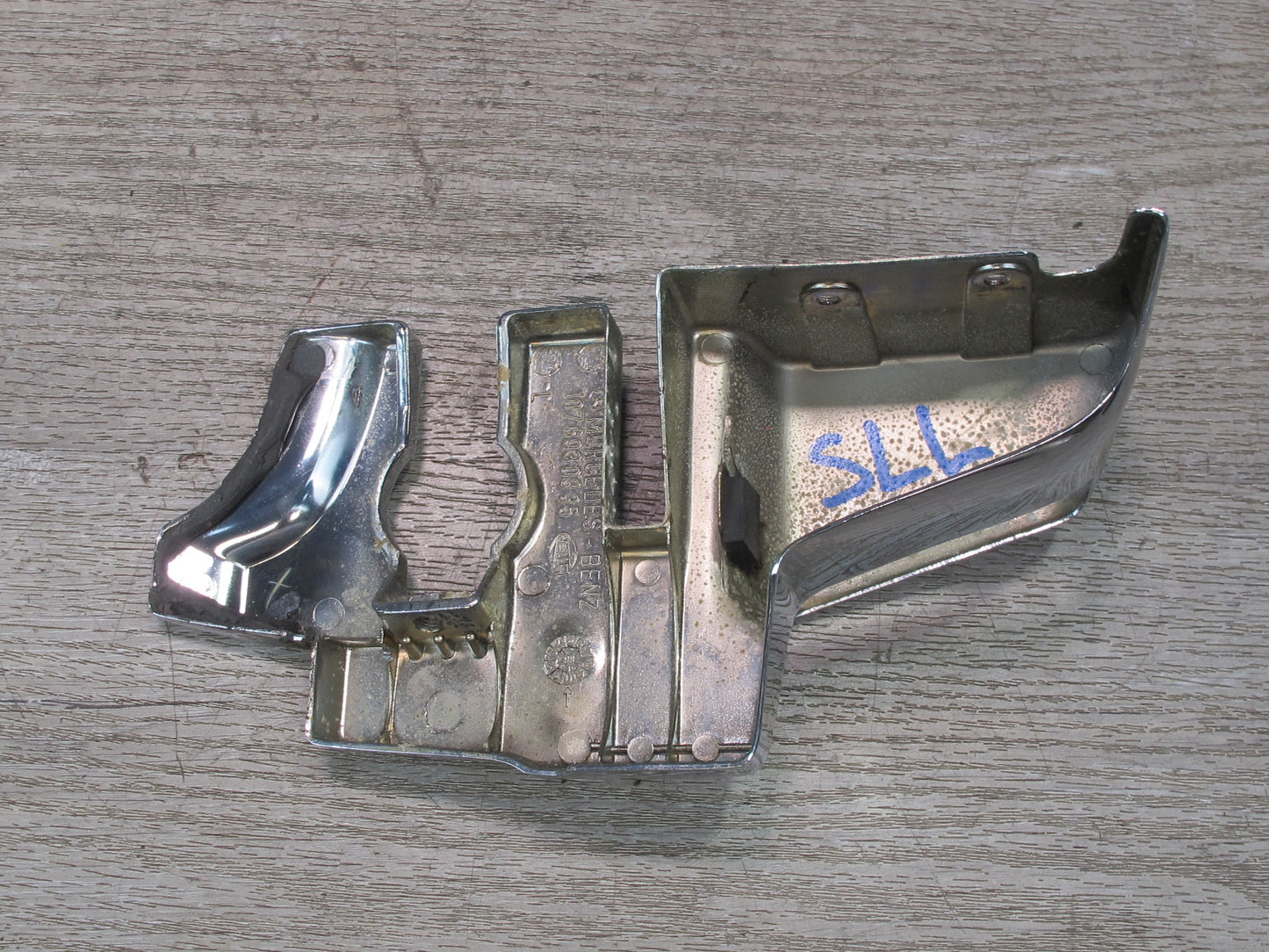 73-89 Mercedes R107 Convertible B Pillar TOP Hinge Latch Chrome Cover Set OEM