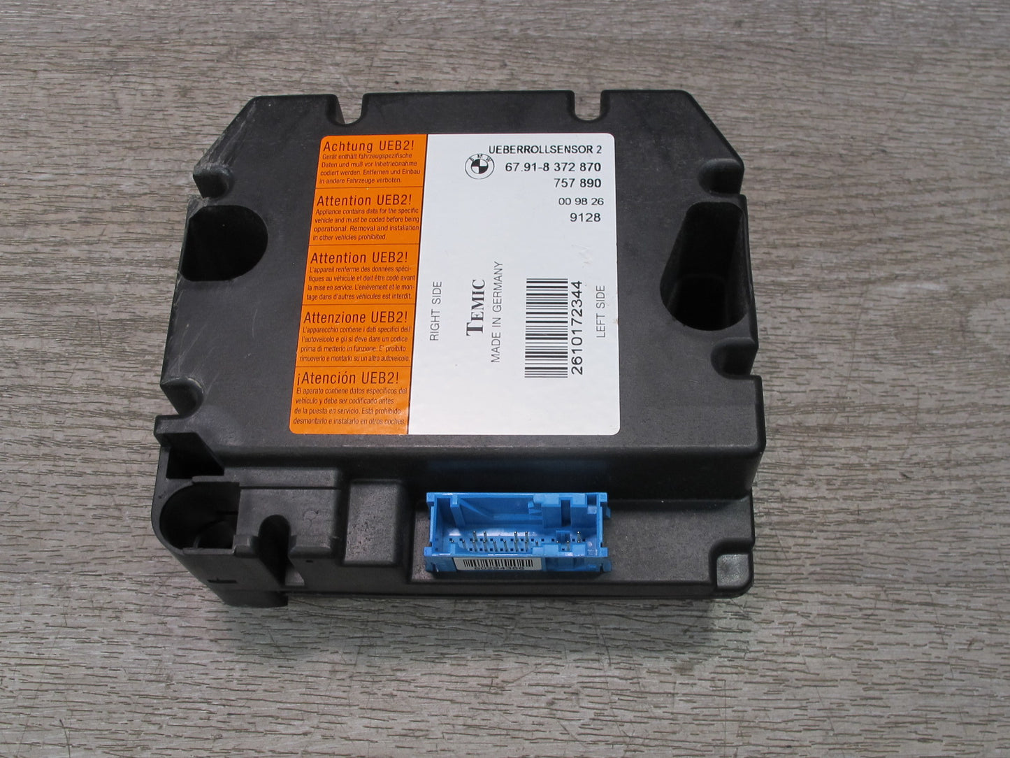 94-99 BMW E36 3-SERIES Convertible Rollover Sensor Module 8372870 OEM