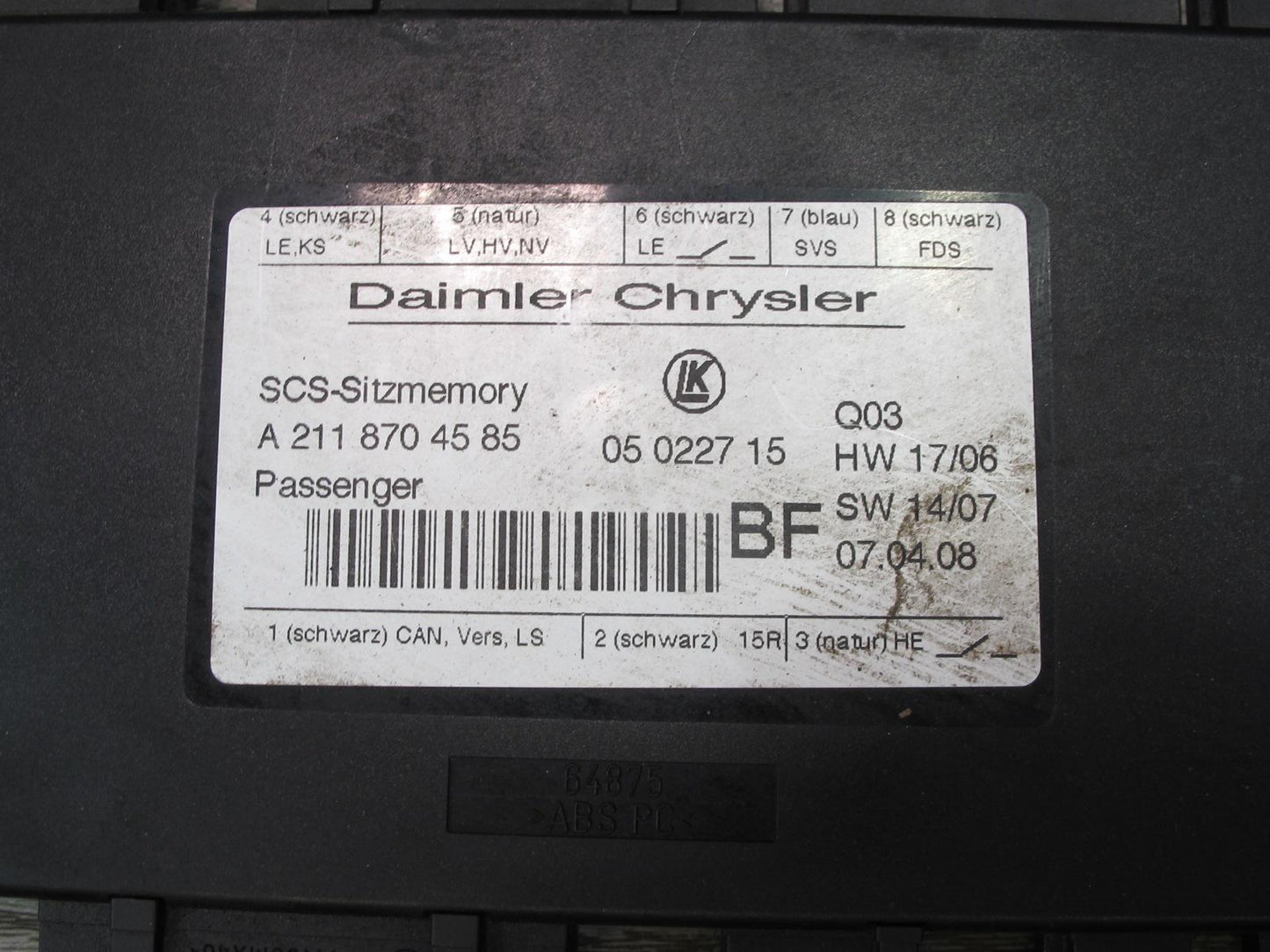 06-08 Mercedes X164 W164 GL ML Front Right Seat Control Module 2118704585 OEM