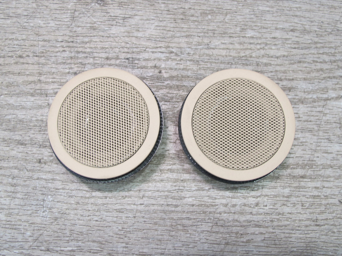01-06 BMW E46 Convertible Set of 2 Rear Tweeter Speaker w Trim Beige OEM