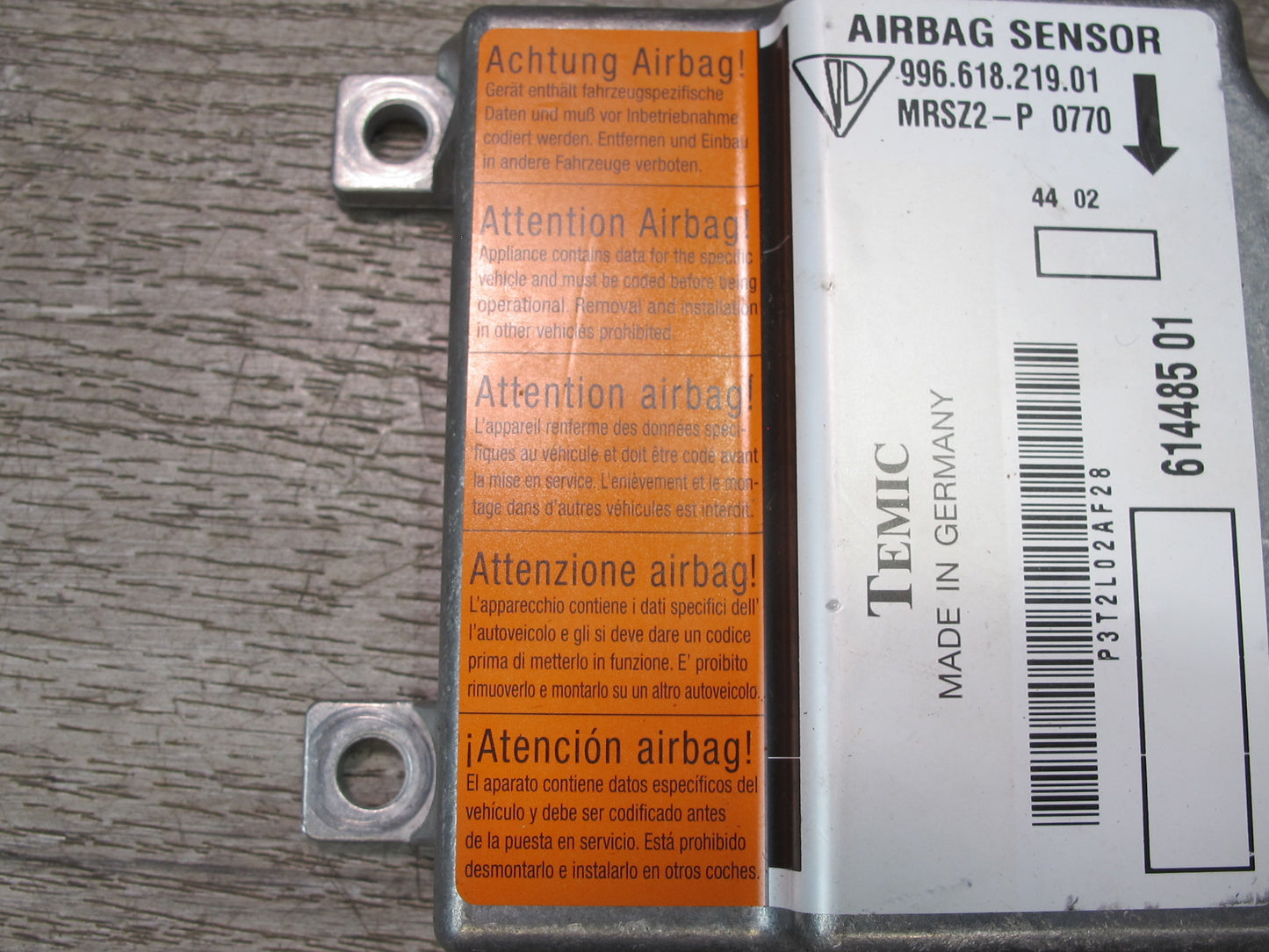 97-04 PORSCHE BOXSTER 986 SRS AIRBAG CONTROL MODULE UNIT W/ YAW RATE SENSOR OEM