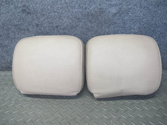 01-06 BMW E46 Convertible Front Left & Right Leather Headrest Beige OEM