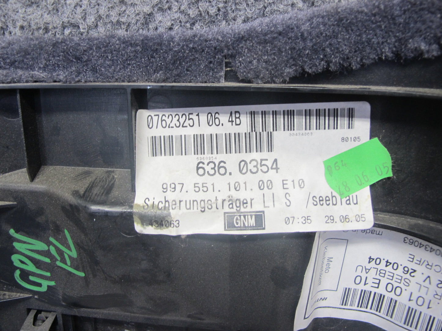 2005-2012 Porsche 911 997 Boxster Fuse Box Kick Trim Cover Panel 99755110100