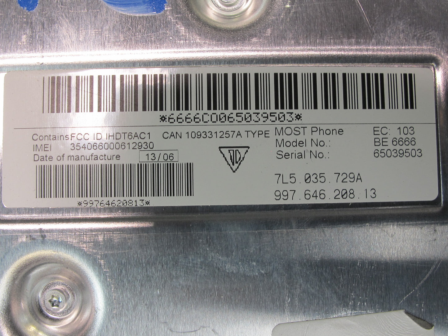 2003-2006 Porsche Cayenne 955 Telephone Control Module 7L5035729A