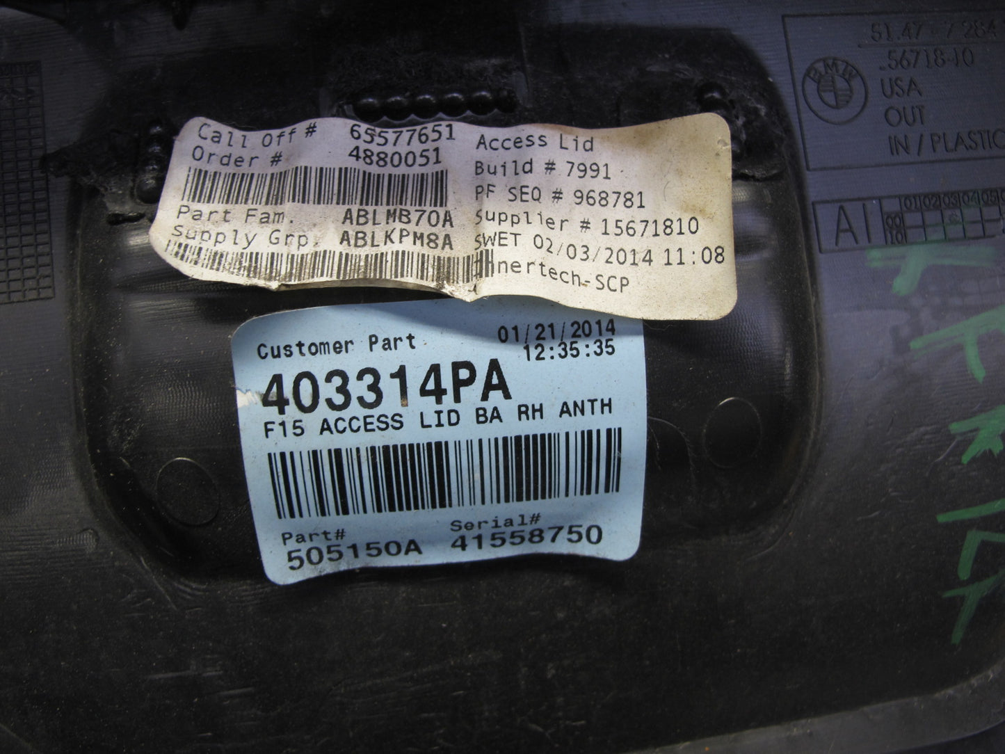 2014-2018 BMW F15 X5 Rear Right Trunk Carpet Trim Cover Panel 7284328