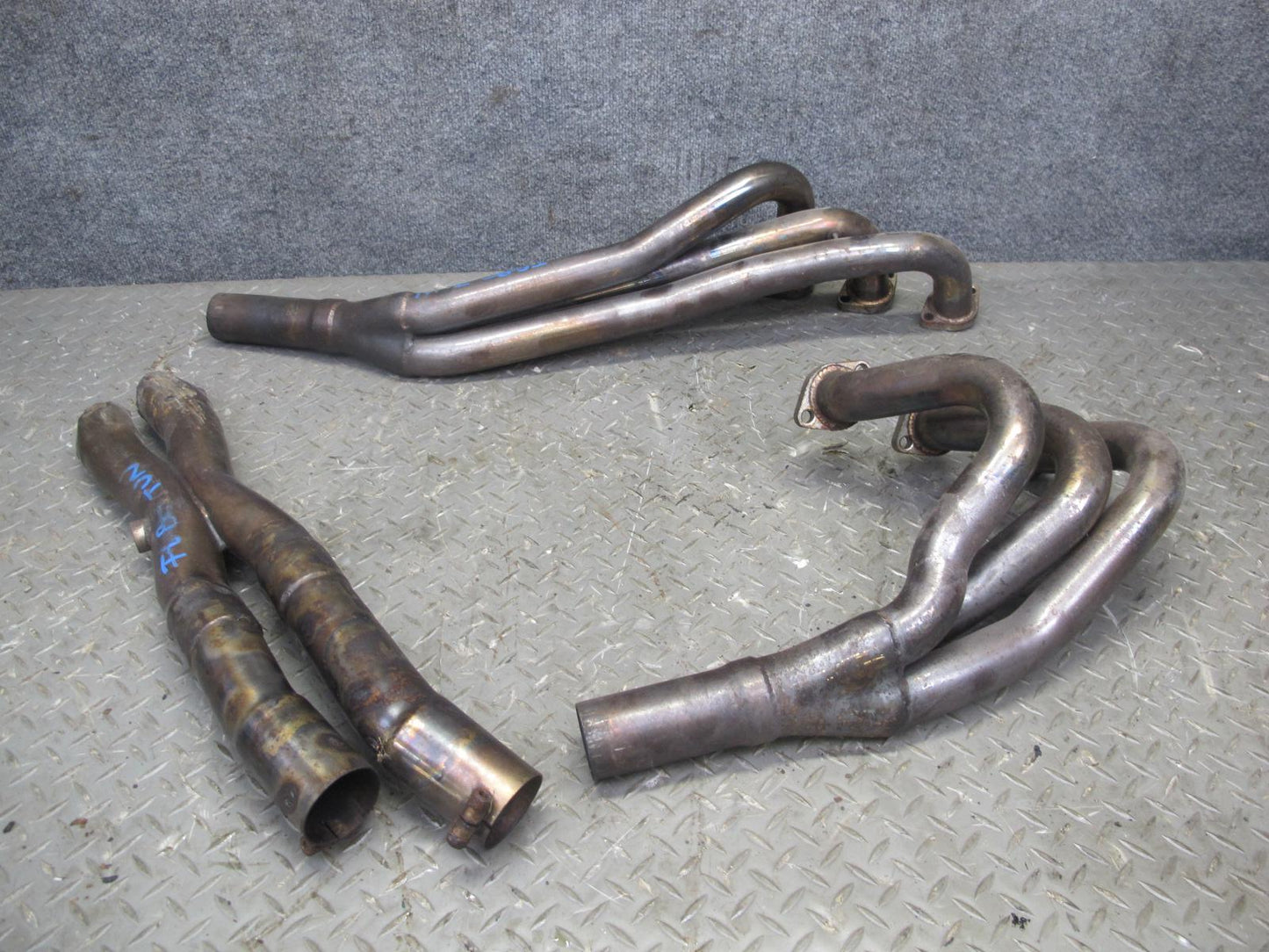 87-91 BMW E30 325i M20 Set of 3 Exhaust Manifold Headers w Pipe Aftermarket