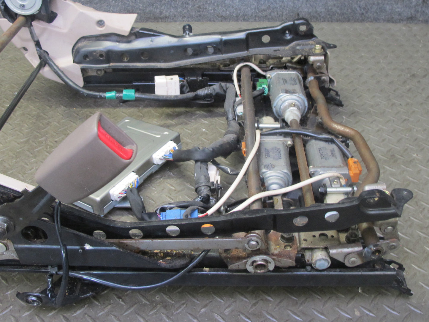 95-00 Lexus SC300 SC400 Front Left Seat Lower Frame Track Rail w Motors OEM