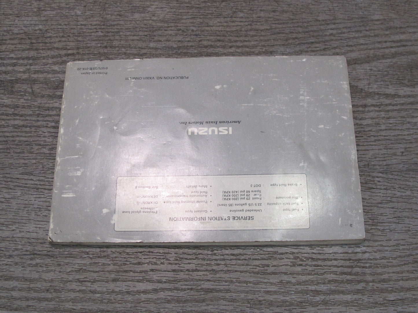 2001 Isuzu Vehicross Owner Operator User Guide Manual Book OEM