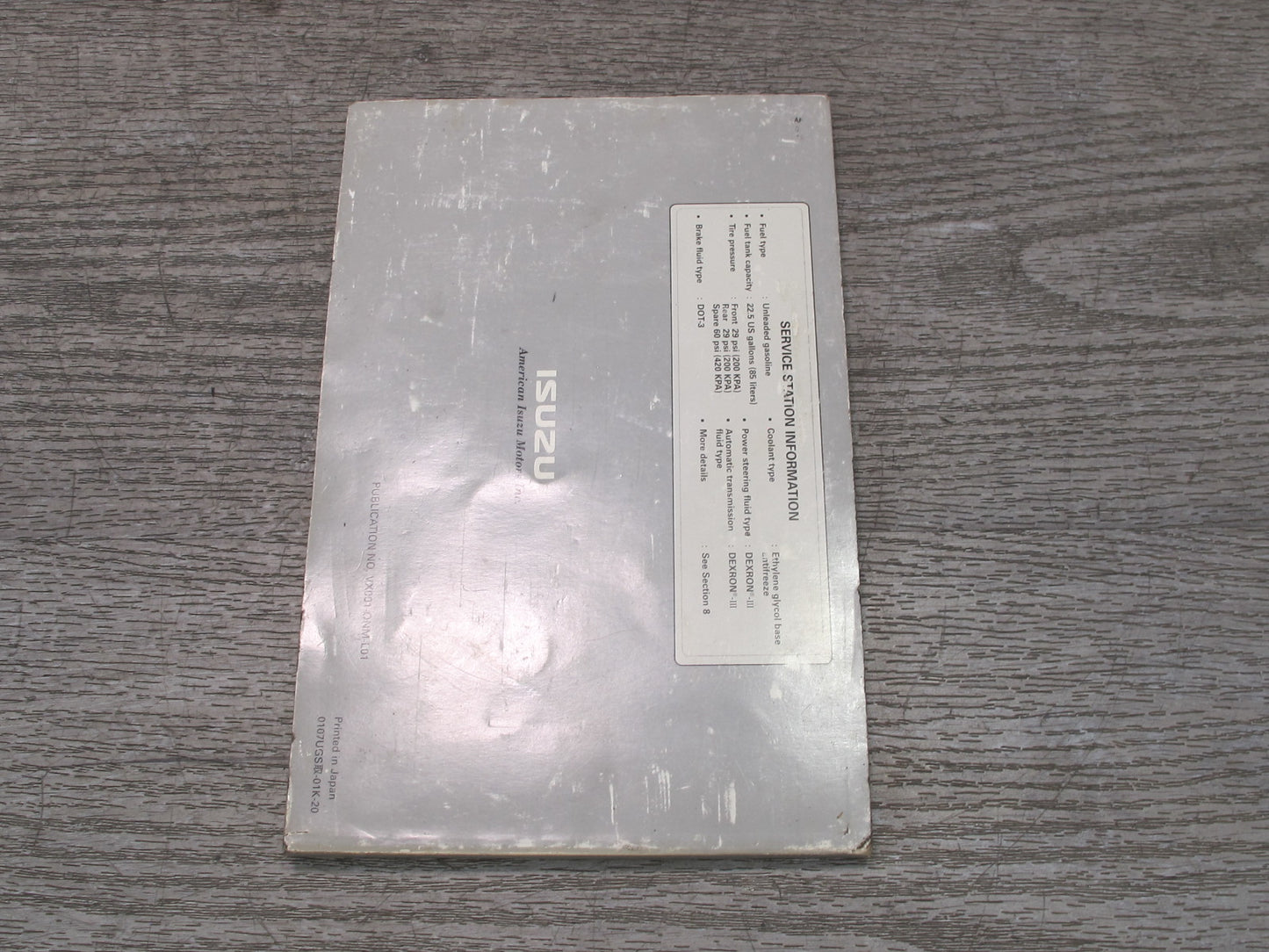 2001 Isuzu Vehicross Owner Operator User Guide Manual Book OEM