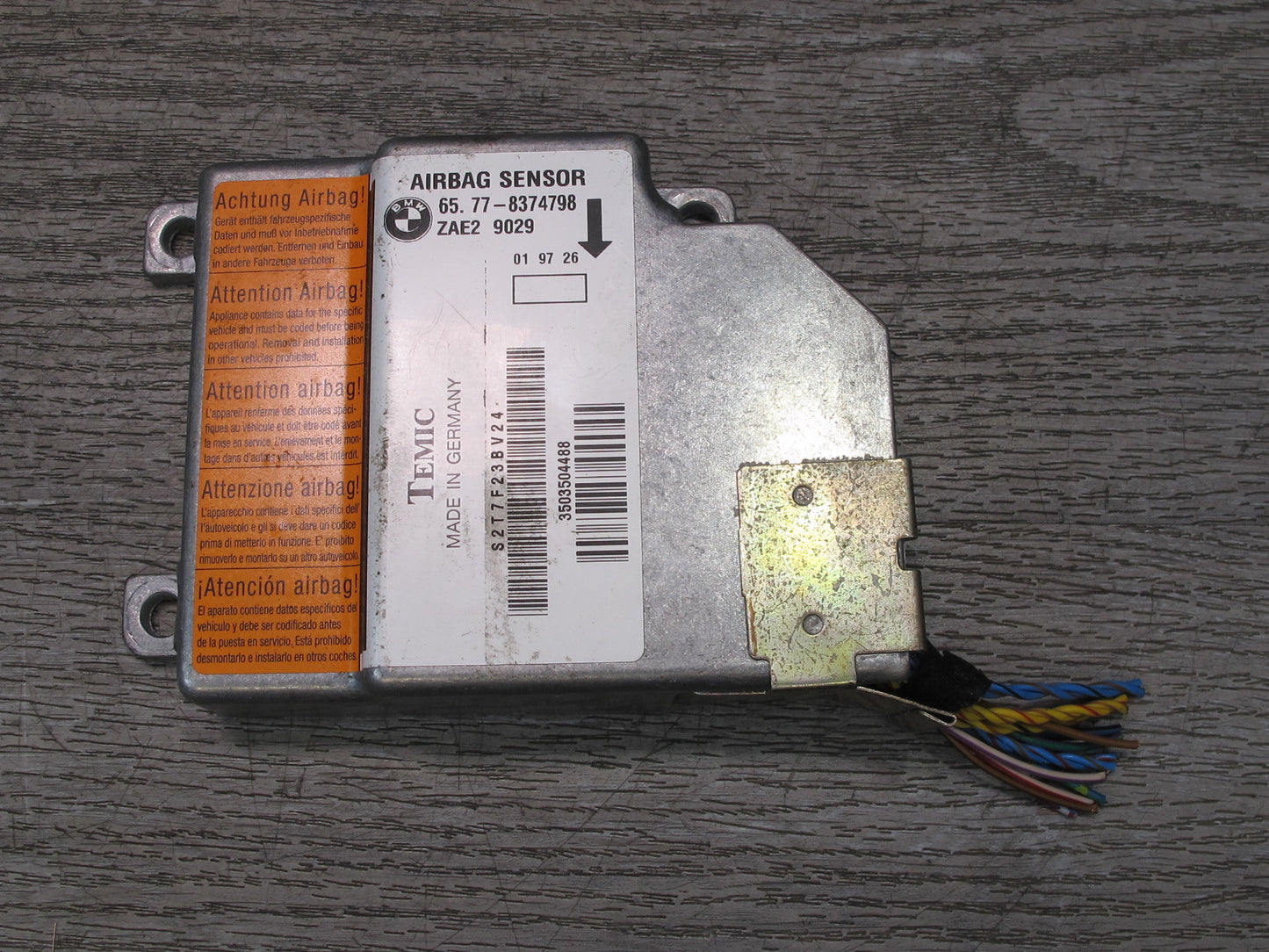 97-99 BMW E36 3-SERIES CONVERTIBLE SRS AIRBAG SENSOR CONTROL MODULE 8374798 OEM