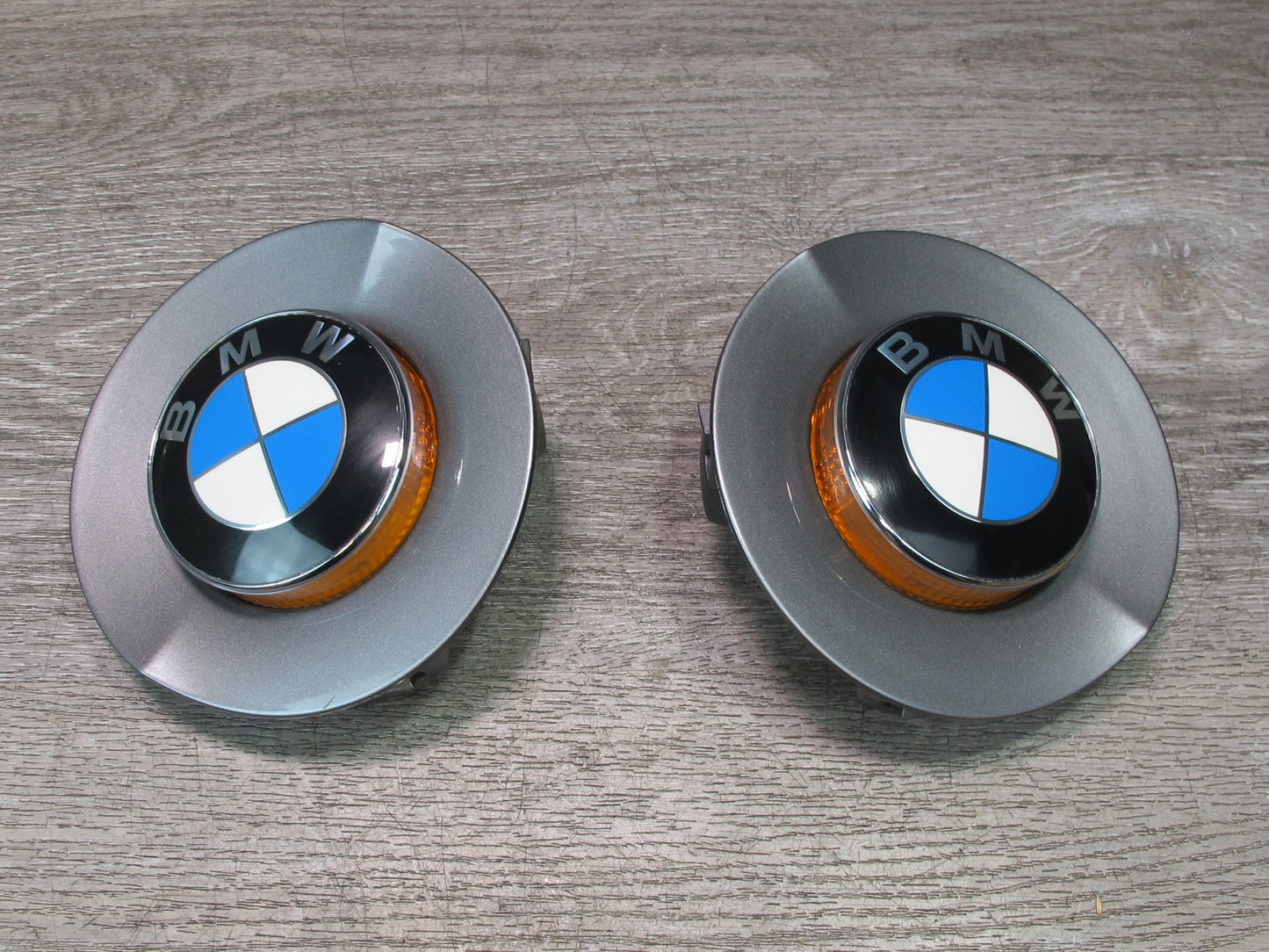 03-08 BMW E85 Z4 Front Left & Right Fender Marker Light w Trim Cover Set OEM