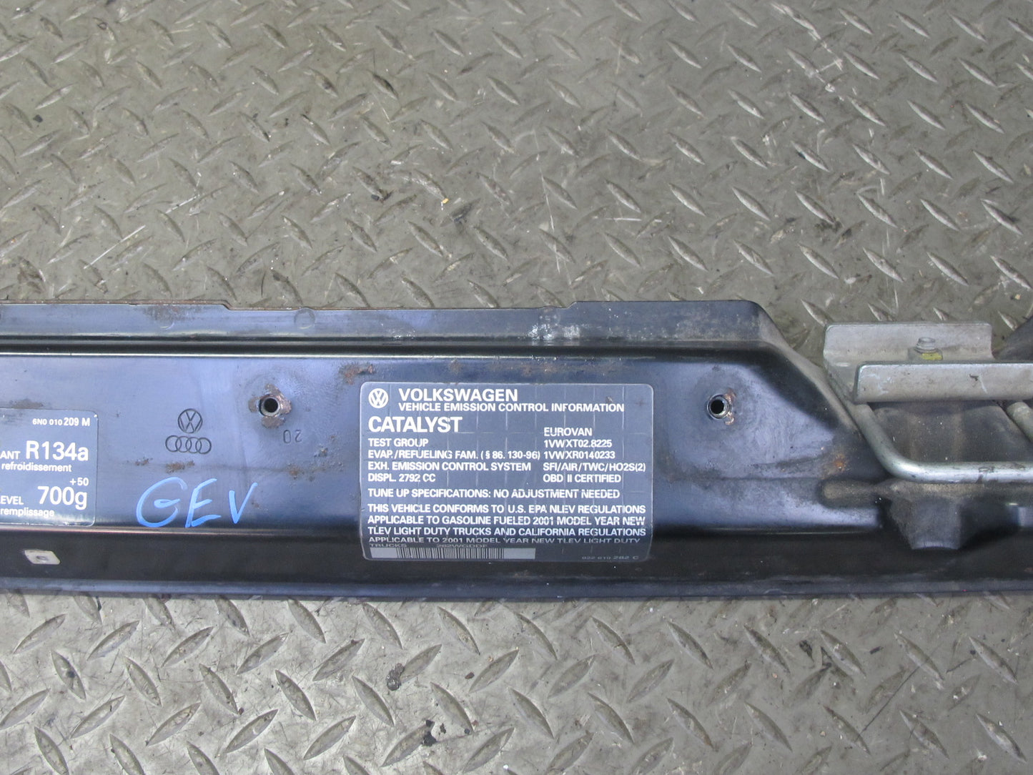 99-03 VW Eurovan T4 Front Upper Radiator Core Support Bracket Bar 7D0121409C OEM