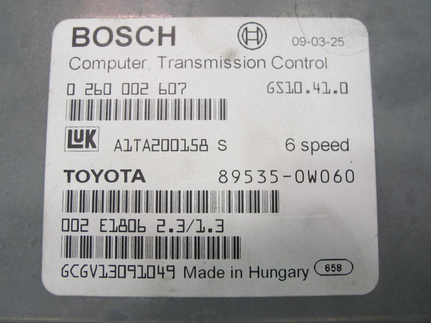 03-05 Toyota MR2 Spyder ZZW30L SMT Transmission Control Module 89535-0W060 OEM