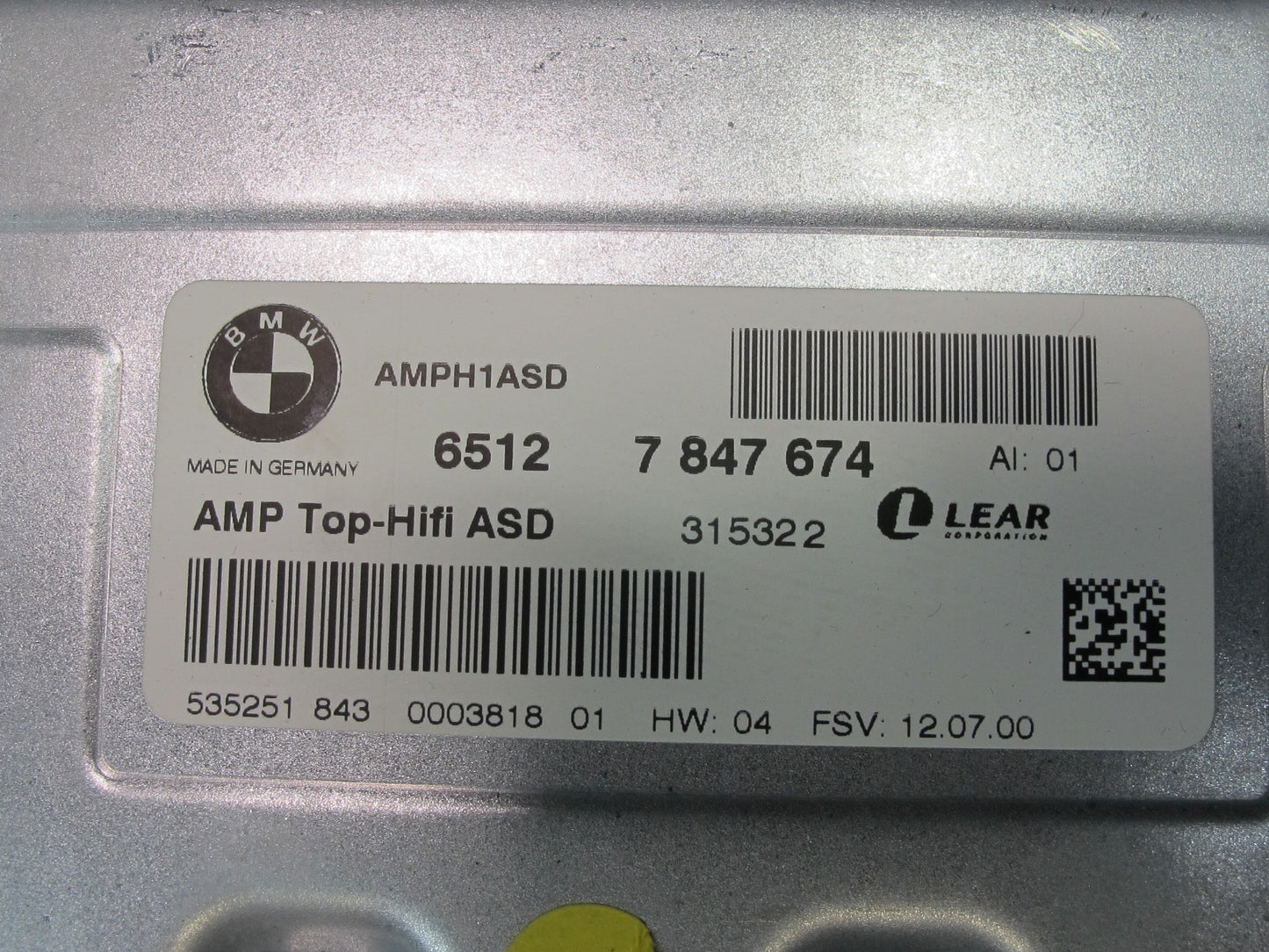 2013-2014 BMW E71 X6 X6M ASD Individual Audio System Amplifier AMP 7847674