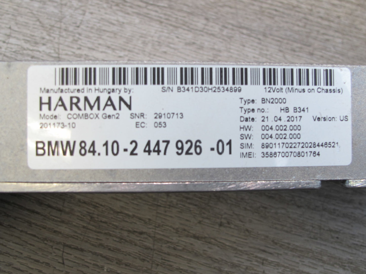 2014 BMW E71 X6M X6 Telematics Bluetooth Communication Control Module 2447926