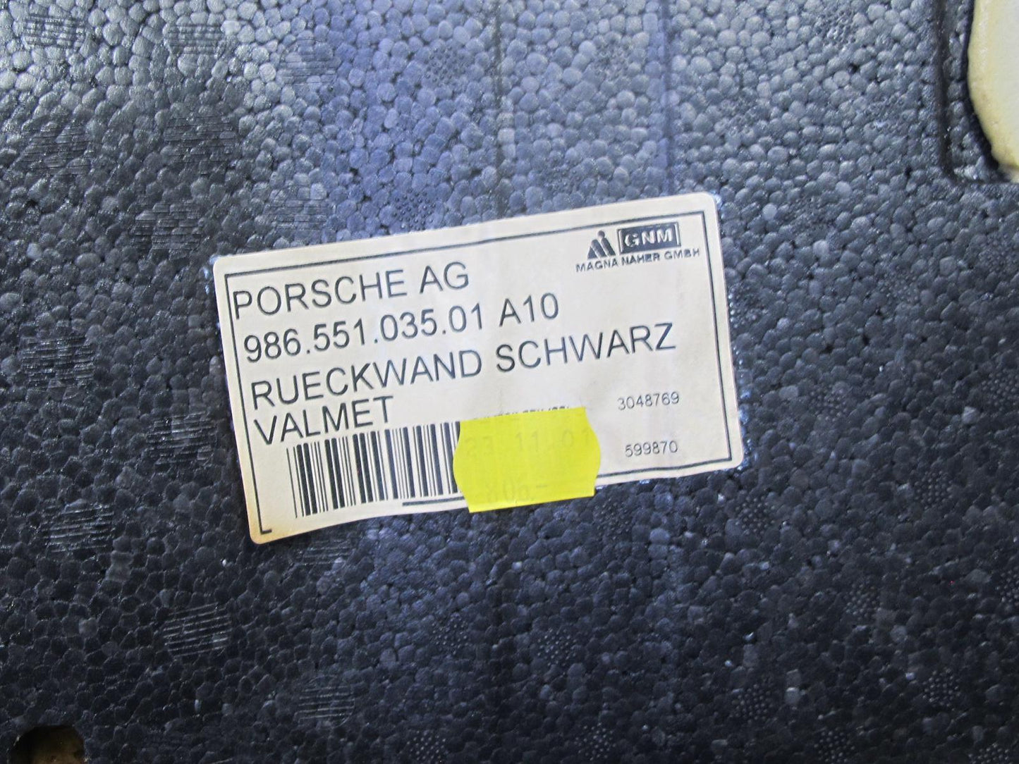 99-02 Porsche Boxster 986 Rear Upper Engine Compartment Panel Carpet Cover Set