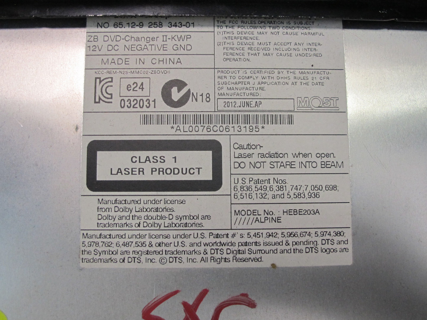 2010-2014 BMW E71 E72 X6 X6M Entertainment Multimedia DVD Player 9258343