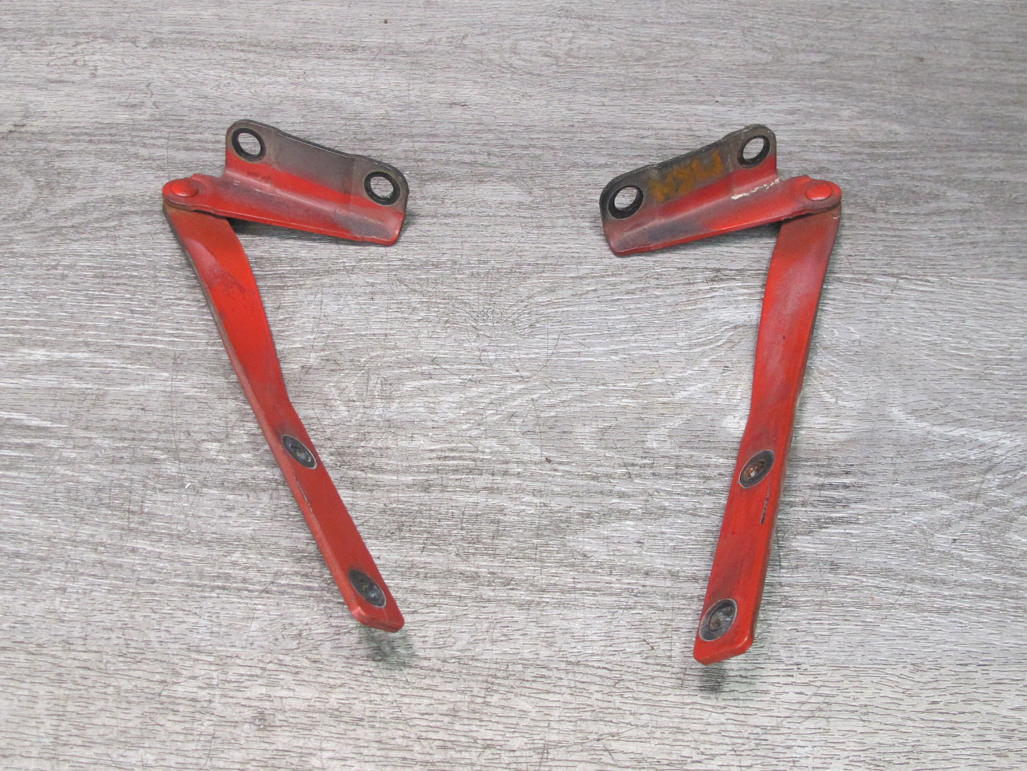 86-91 Mazda RX7 FC3S Set of 2 Front Left & Right Hood Hinge Sunrise RED OEM