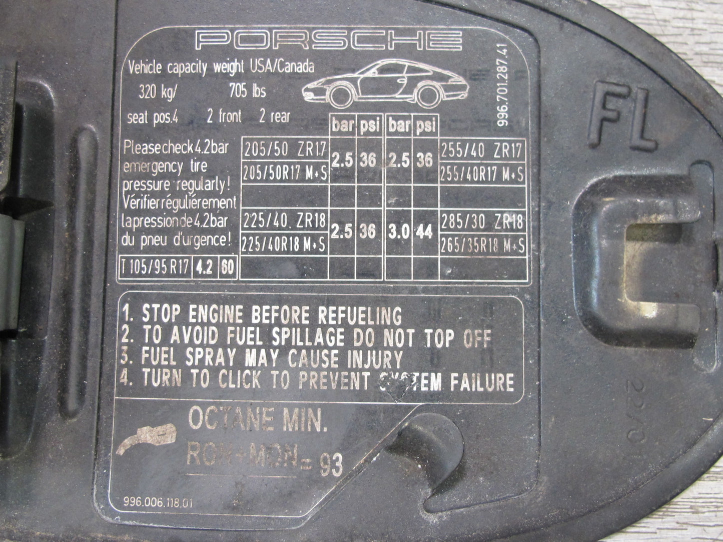 2000-2004 Porsche 911 996 Fuel Tank Filler Door Lid Cover