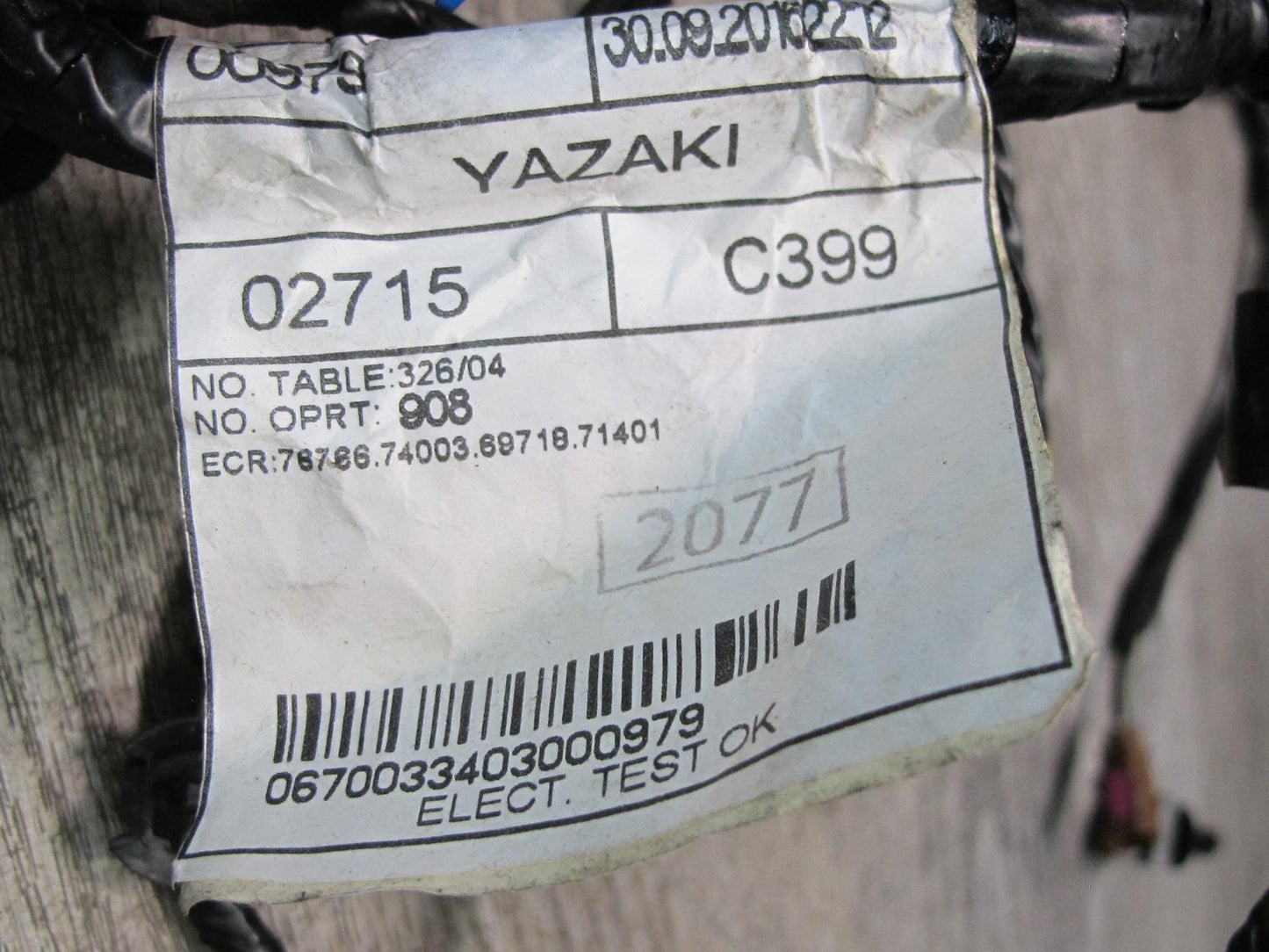 2017-2020 Maserati Levante M161 Front Right Door Wire Wiring Harness 6700334030