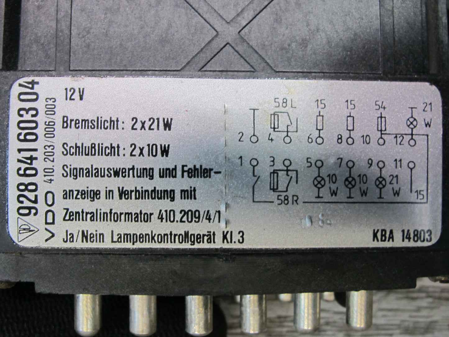 1984-1986 Porsche 928 S Lamp Bulb Relay Control Module 92864160304