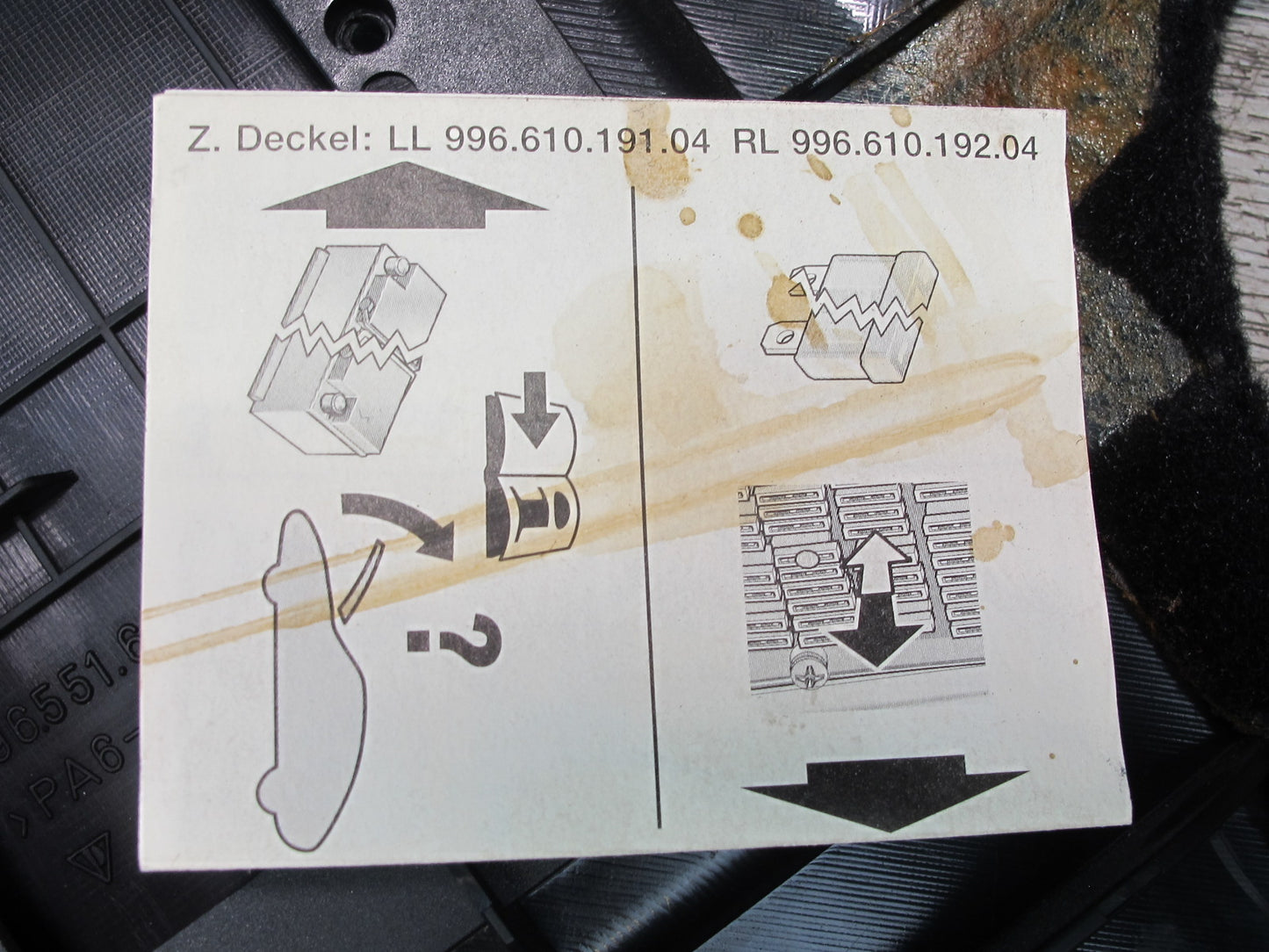 1999-2004 Porsche 911 Carrera 996 Fuse Box Access Kick Trim Carpet Cover Panel