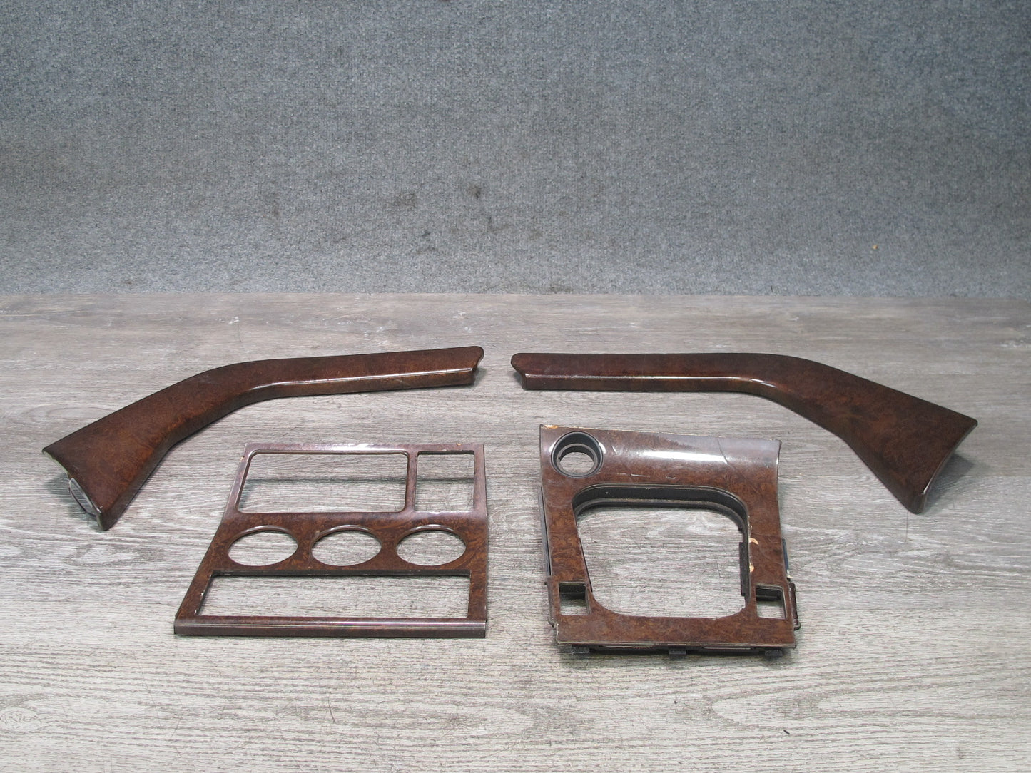 96-99 BMW E36/7 Z3 Roadster Console Shifter Trim Panel Bezel Cover Wood Set OEM