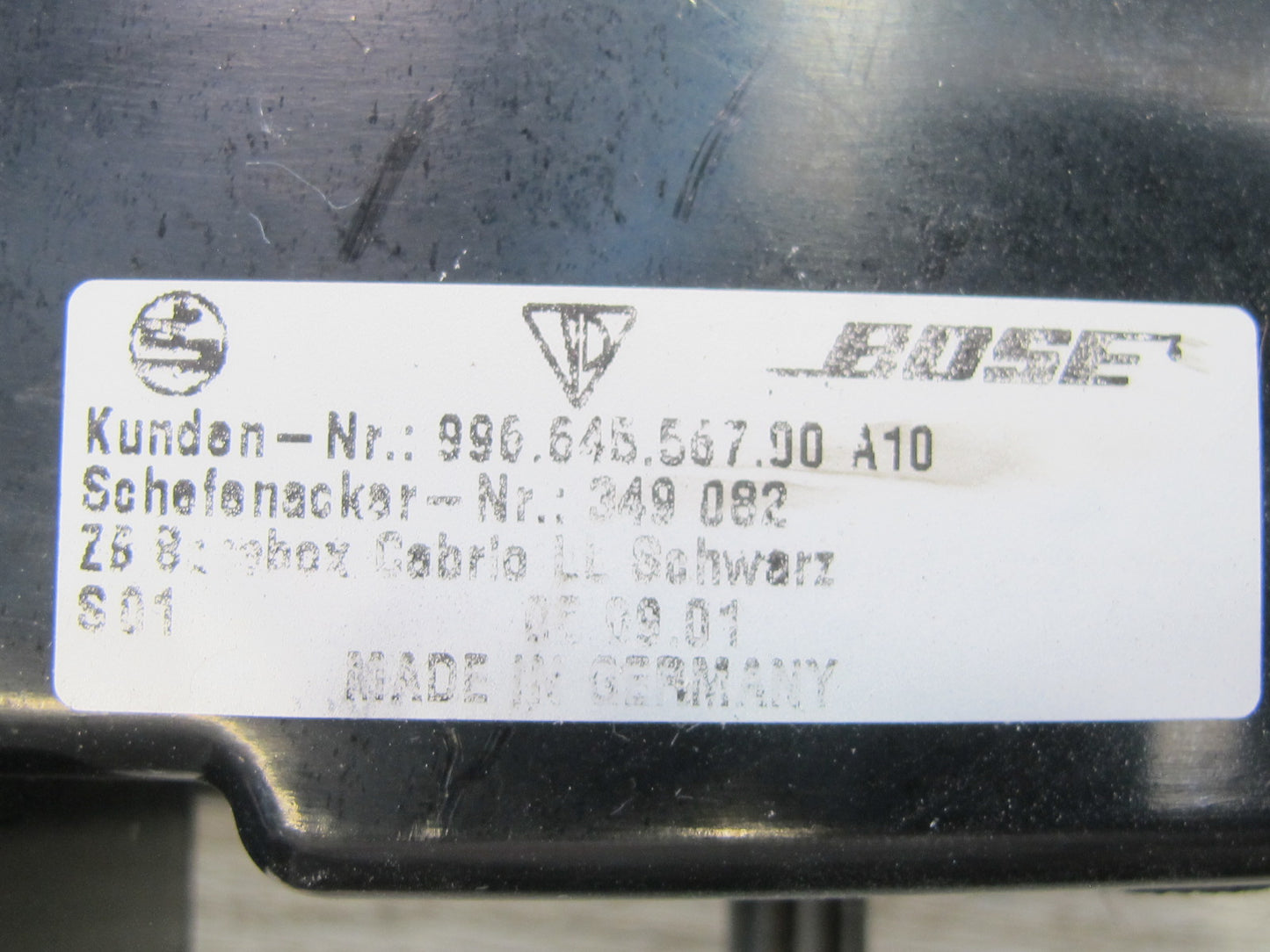 1999-2005 Porsche 911 996 Convertible Bose Subwoofer Speaker Box 99664556700