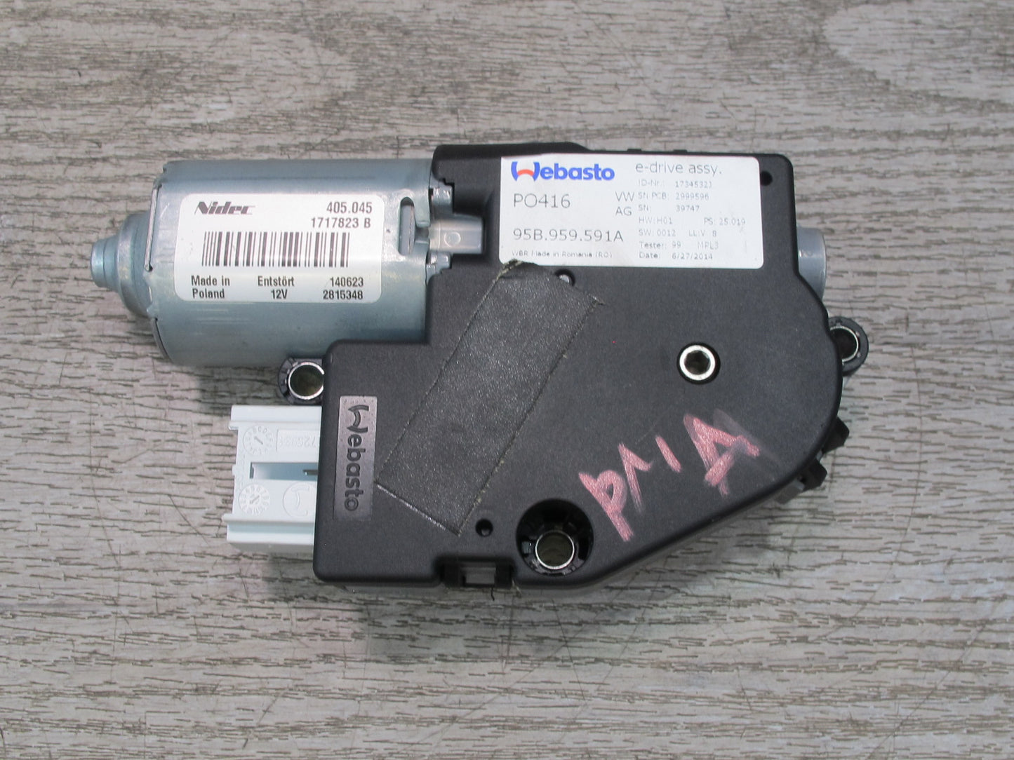 2015-2025 Porsche Macan Sunroof Motor Drive Unit 95B959591A