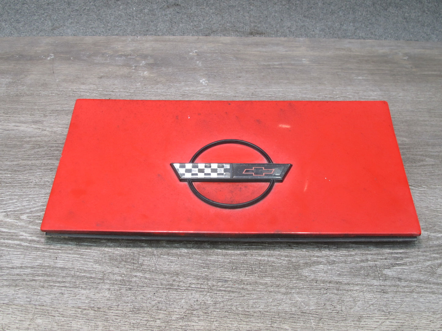 86-95 Chevrolet Corvette C4 Hatch Fuel Door Lid Cover RED w Emblem Logo OEM