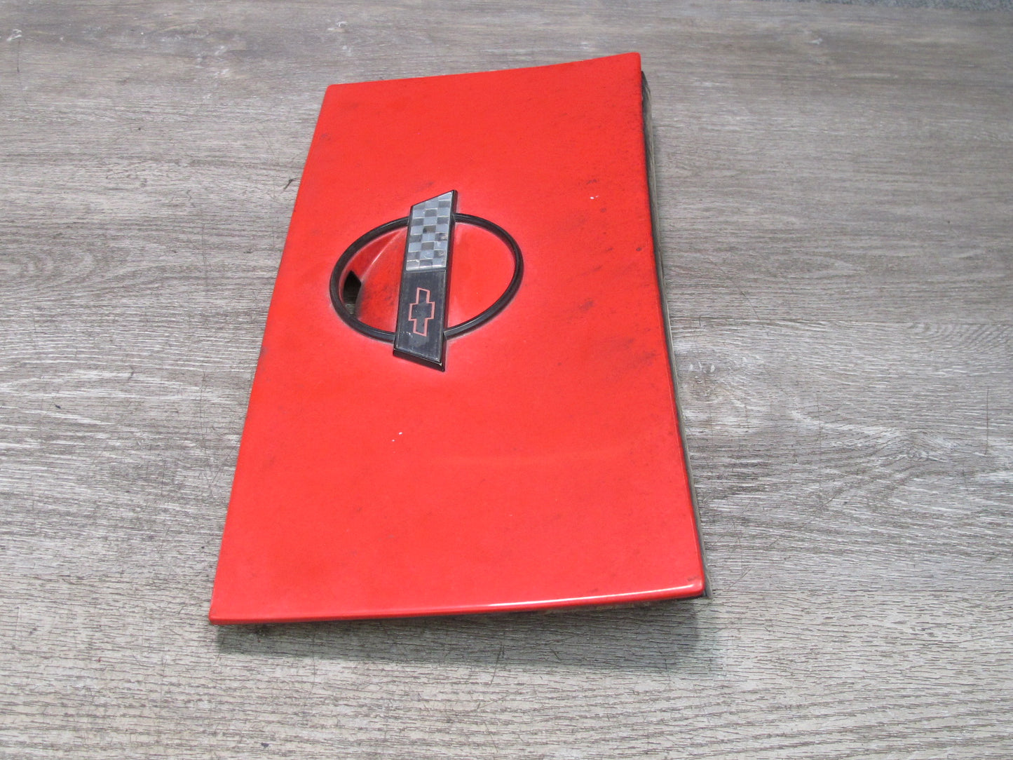 86-95 Chevrolet Corvette C4 Hatch Fuel Door Lid Cover RED w Emblem Logo OEM