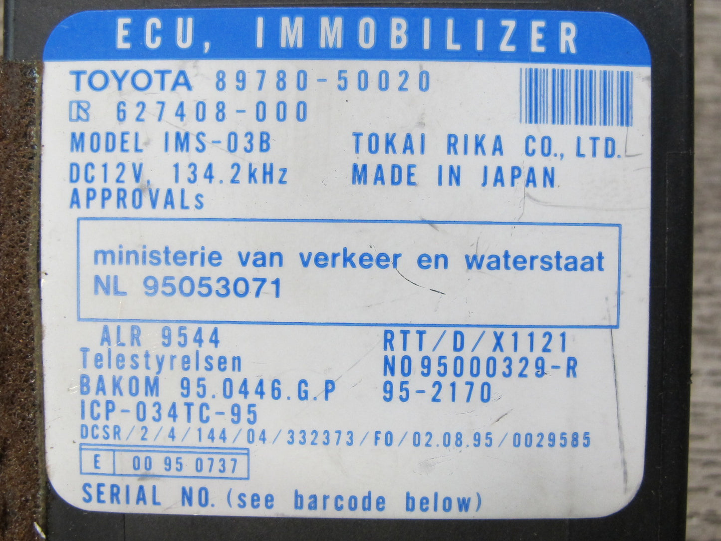 1997 Lexus UCF20L LS400 Anti Theft Immo Immobilizer Module Unit 89780-50020 OEM