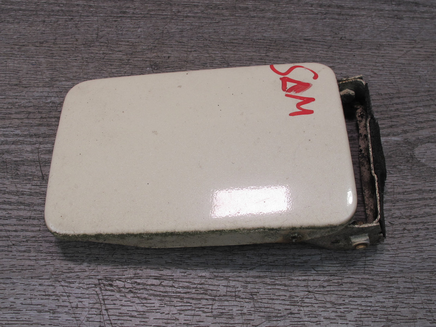 73-89 Mercedes R107 Fuel Tank Filler Door Lid Panel Cover Ivory OEM