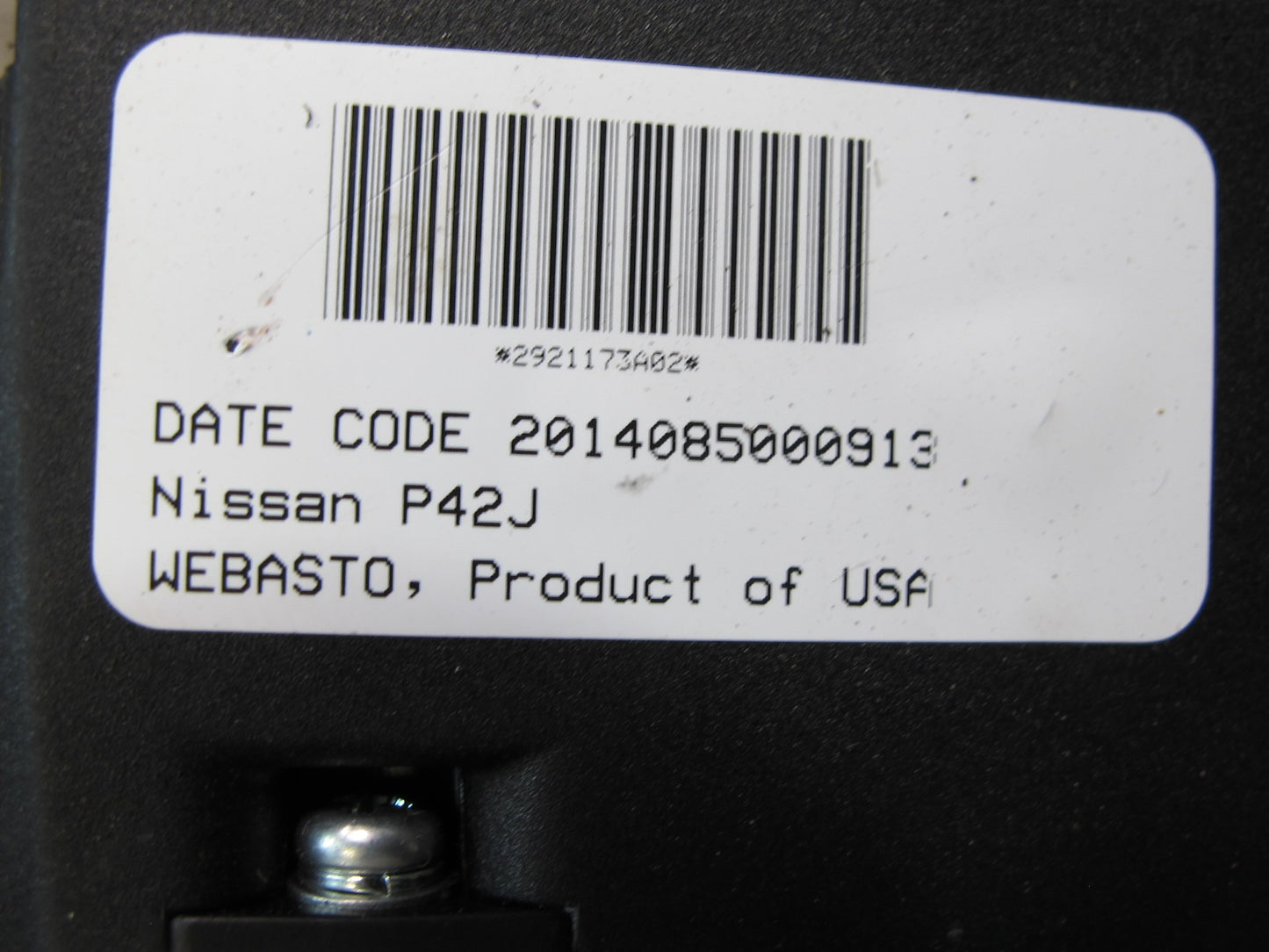 2014-2020 Infiniti QX60 Sunroof Motor Drive Unit 2921631B02