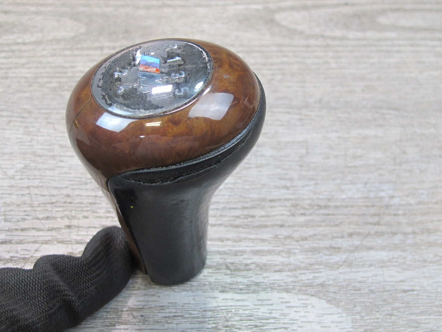 00-02 BMW E36/7 Z3 M 5SP M/T Manual Transmission Leather Wood Shifter Knob OEM