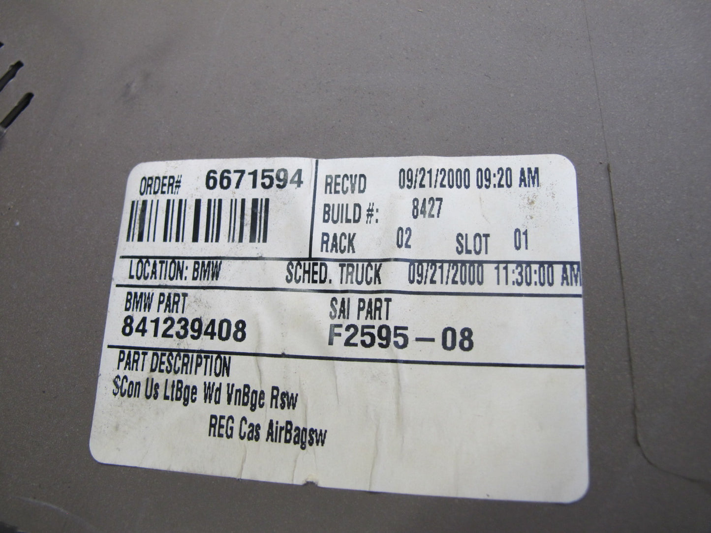 96-02 BMW E36/7 Z3 Roadster Center Console Trim Cover Panel Beige OEM