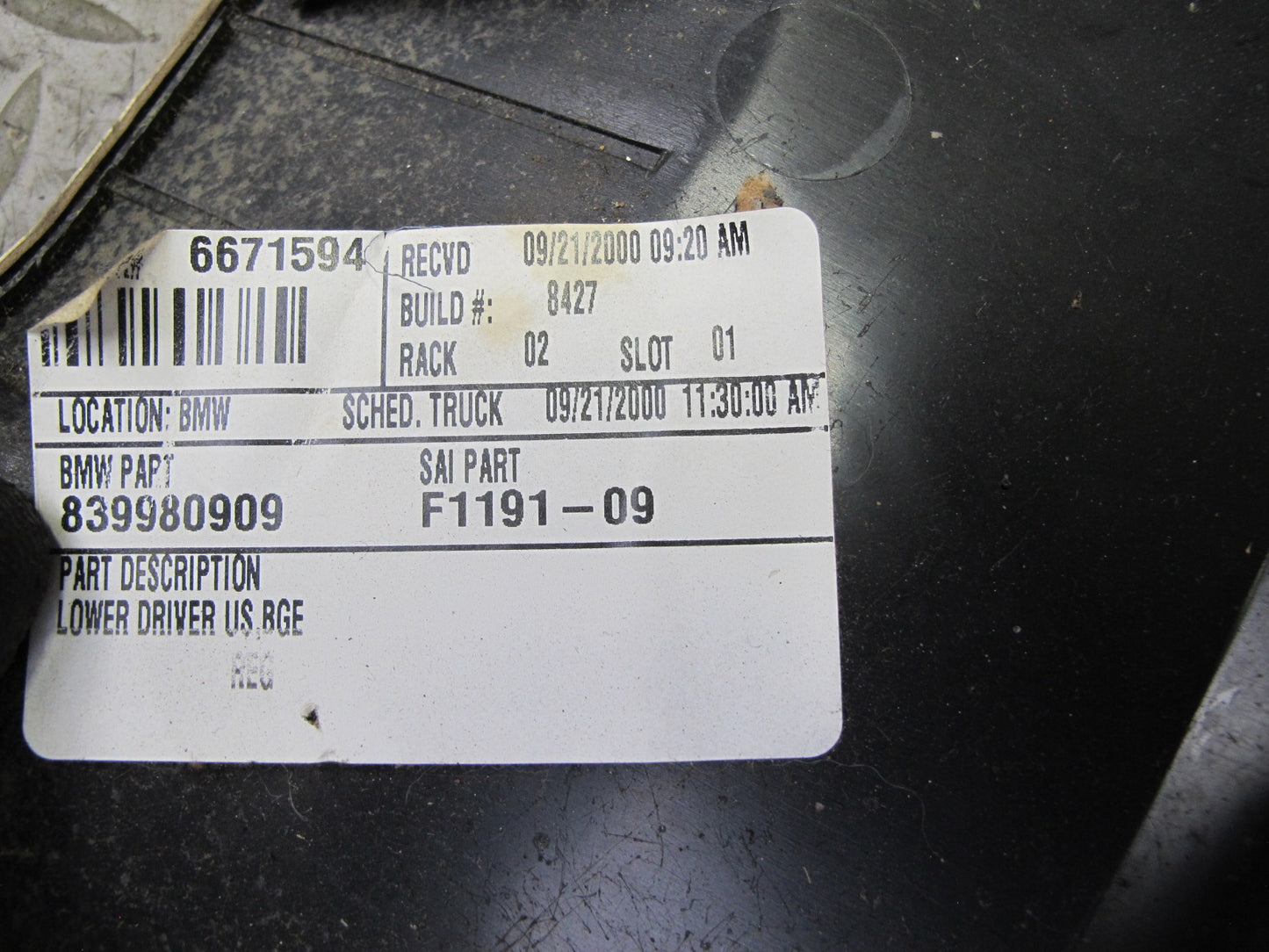 96-02 BMW E36/7 Z3 Left Under Dash Lower Knee Trim Cover Beige 8399809 OEM