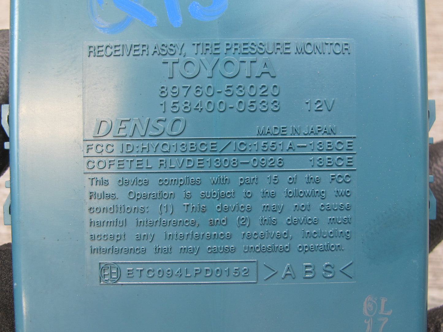 06-15 Lexus GSE20L IS350 IS250 Tire Pressure Control Module Unit 89760-53020 OEM
