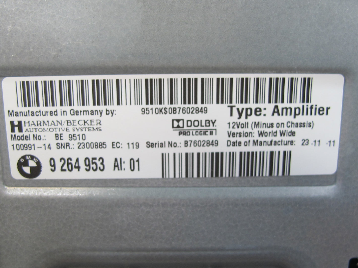 11-13 BMW F10 5-SERIES 550i TOP Hifi Harman Kardon Amplifier AMP 9264953 OEM
