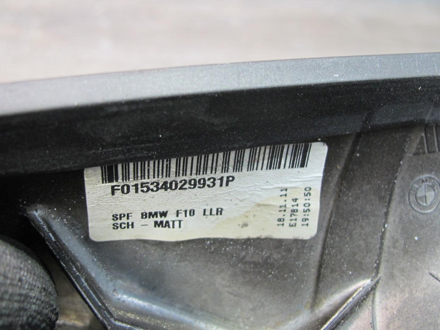 11-13 BMW F10 550i Right Door Exterior Side View Memory Mirror Silver OEM