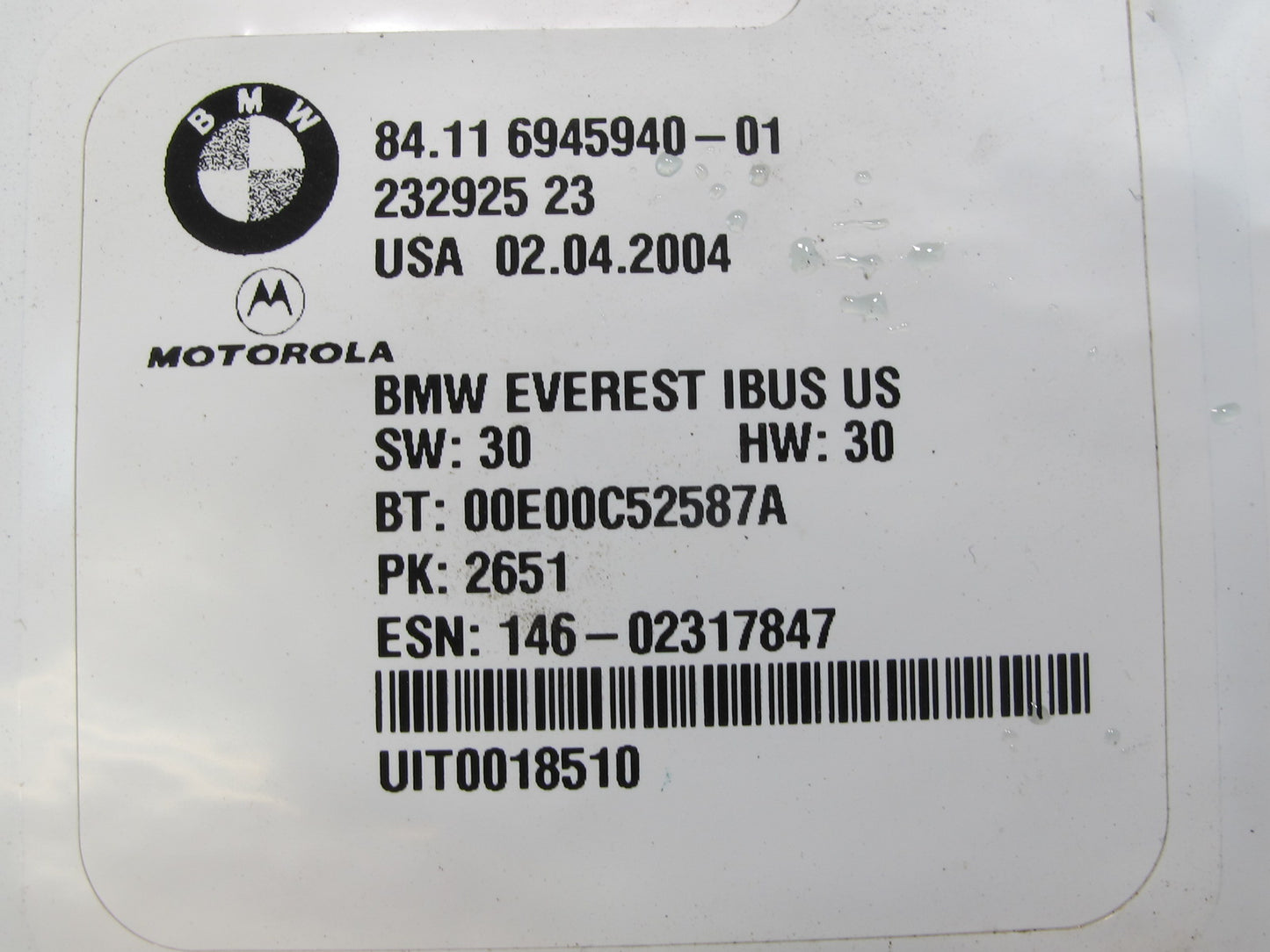 2004-2005 BMW E46 M3 3-SERIES Telematics Bluetooth Communication Control Module