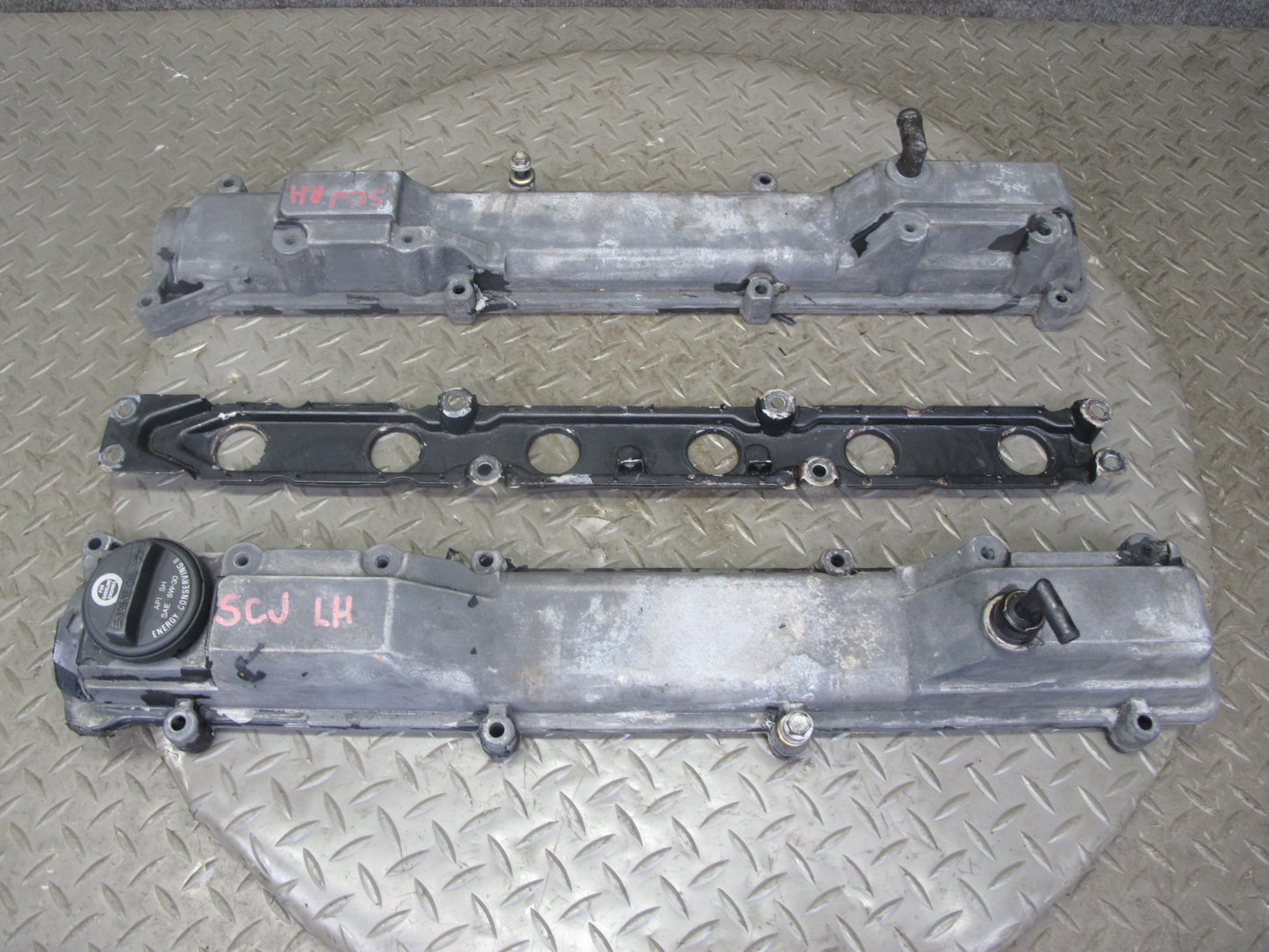 92-97 Lexus SC300 2JZGE 3.0L Set of 3 Engine Cylinder Head Valve Cover OEM