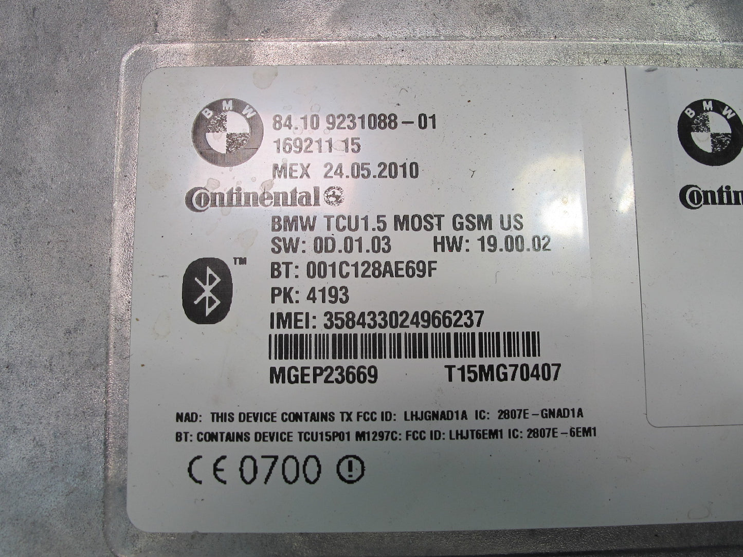09-16 BMW E89 Z4 Bluetooth Communication Control Module 9231088 OEM
