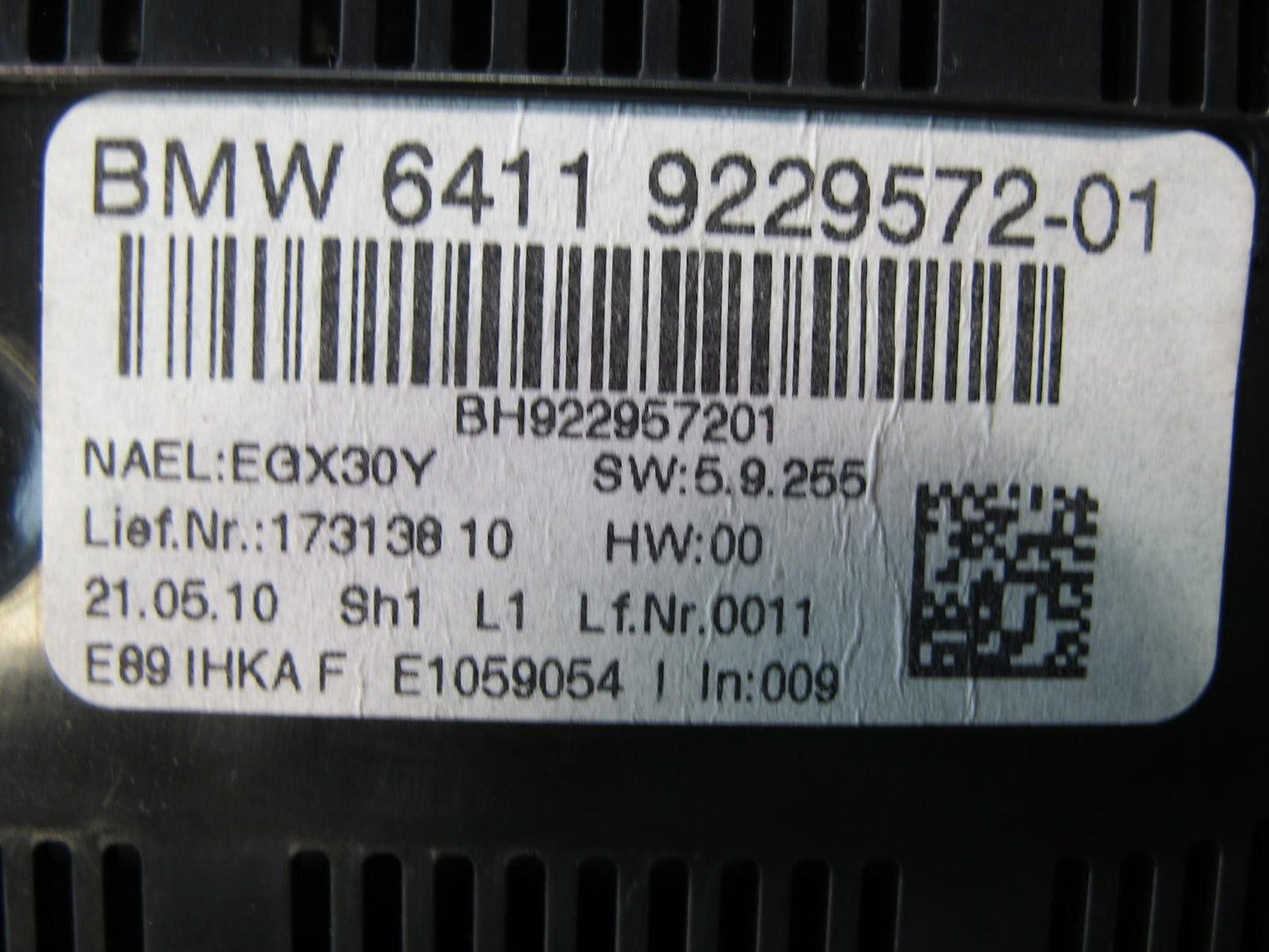 09-16 BMW E89 Z4 Automatic A/C Heater Climate Control Switch Panel 9229572 OEM