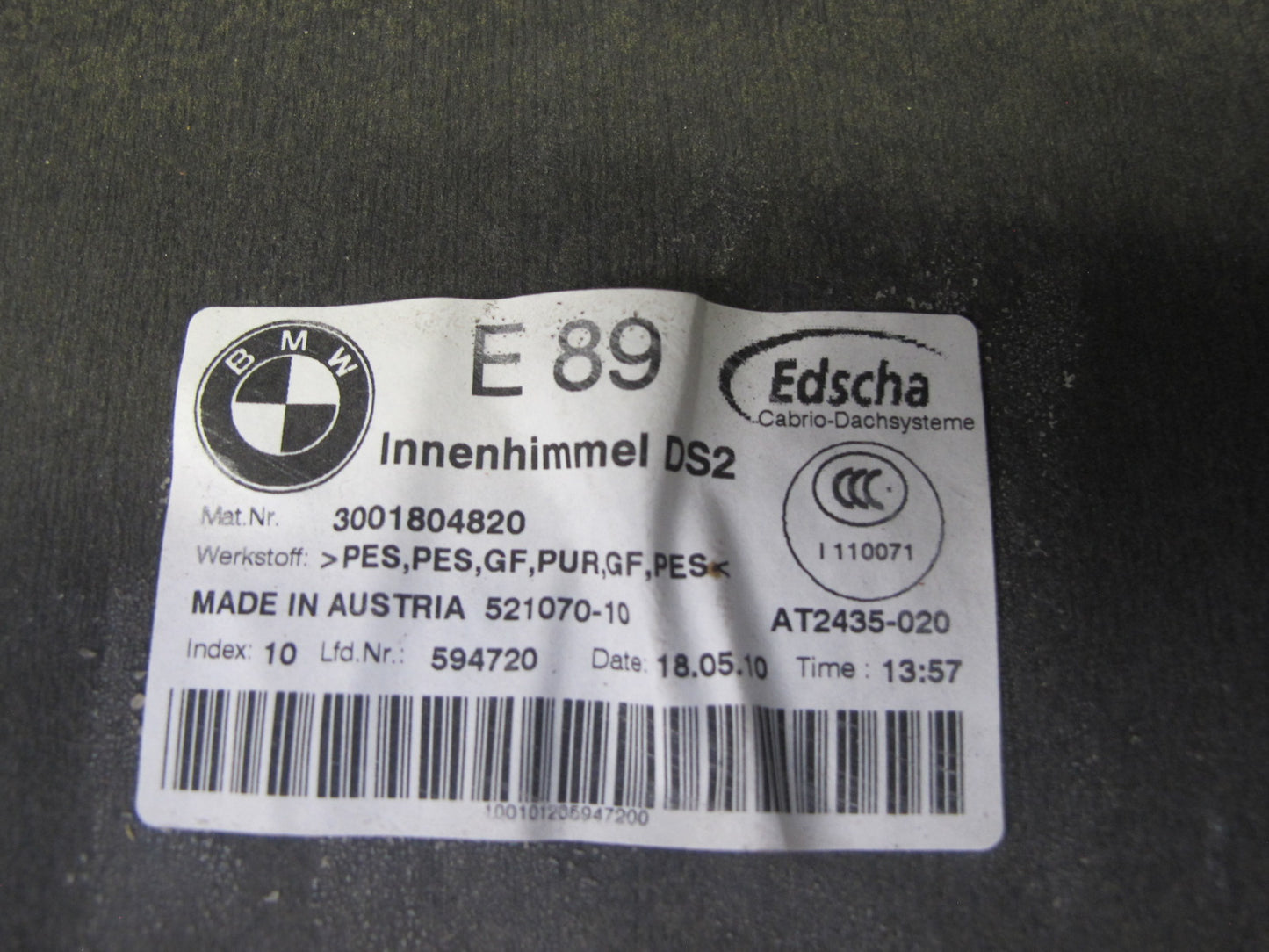 09-16 BMW E89 Z4 Convertible Set of 2 TOP Roof Trim Cover Panel Beige OEM